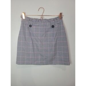 TOPSHOP Plaid Mini Skirt Paperbag Waist Button Detail Women's‎ Size US 6